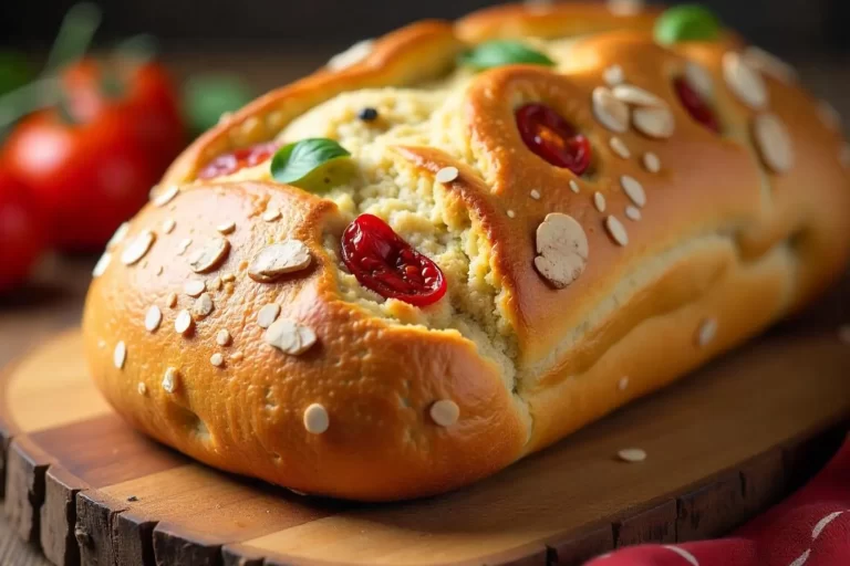 Pão de Amêndoas com Tomate Seco e Manjericão