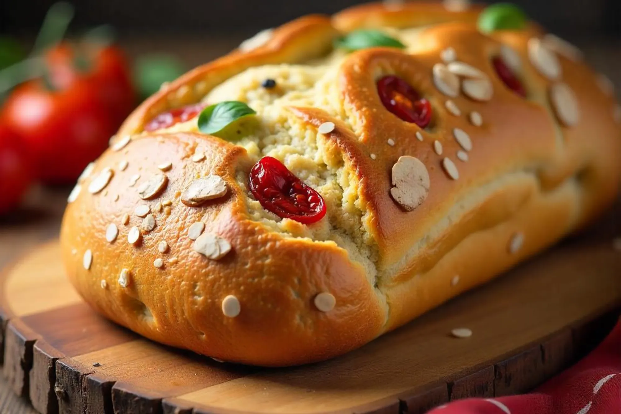 Pão de Amêndoas com Tomate Seco e Manjericão